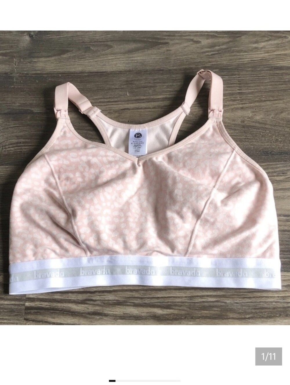 Bravado Original Nursing Pumping Bra Pink Animal Print Medium Full Cup